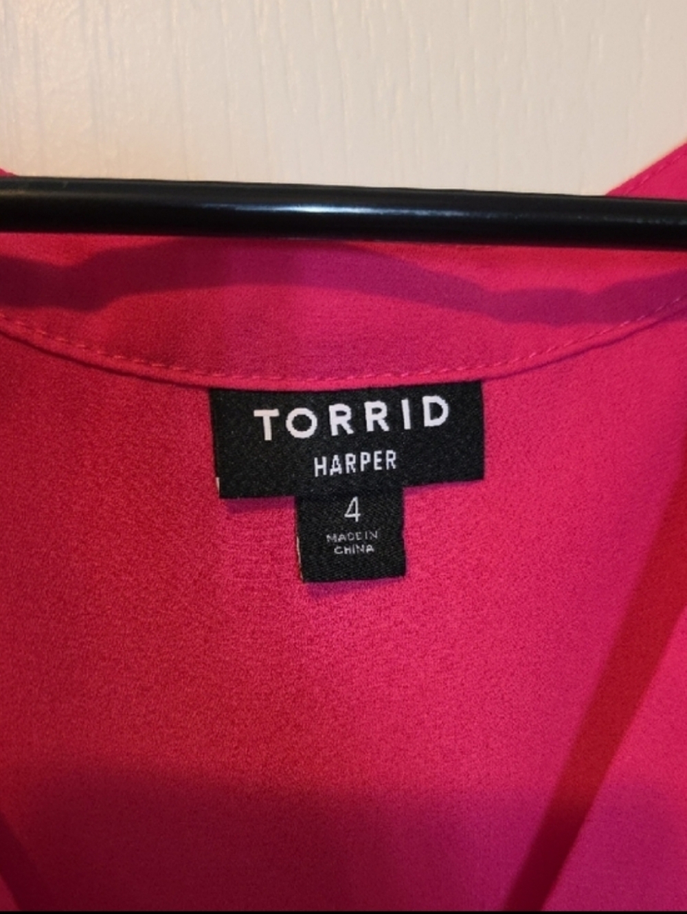 torrid V-Neck Roll-Sleeve Harper Blouse in Hot Pink - Picture 5 of 8